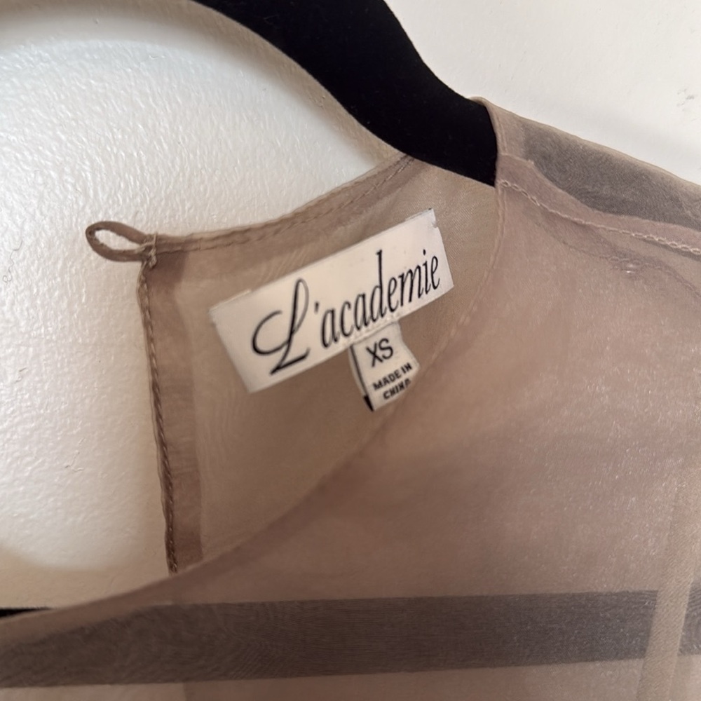 L'Academie Sheer Beige Sleeveless Dress - Picture 2 of 9